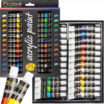 Vodová barva Akrylové barvy Velká sada akrylových barev 24x12ml Akrylové barvy v tubách
