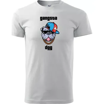 Sablio Tričko s potiskem Gangsta dog - bílé 5XL