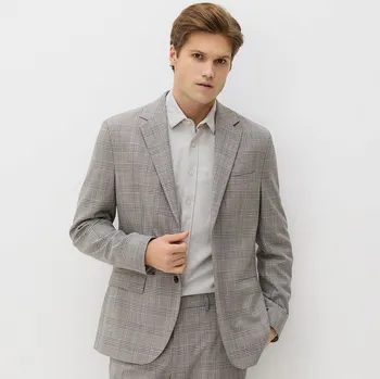 Reserved - Kostkovaný blejzr slim fit - kávová - YV846-84P - YV846-84P-52