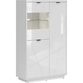 Knihovna Vitrína Forn - Black Red White - BRW Bílý Lesk / Bílá s Vysokým Leskem 94x157 cm