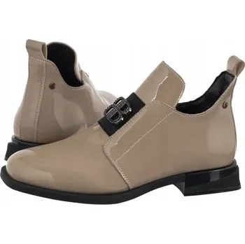 Dámské kozačky Dámské boty, kožené kotníkové boty ploché, Filippo přezka, lakovaná kůže vel. 40