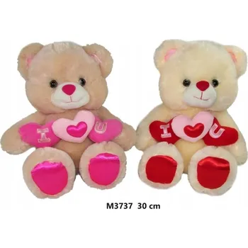 plyšák Plyšová Hračka Medvídek Love se srdcem, 2 barvy - 30 cm