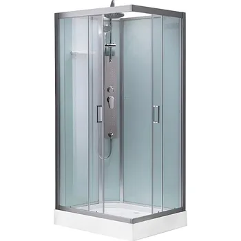 BPS-koupelny Hydromasážní box HYD-AL100 pravý, 100x80 cm, kartáčovaný chrom/transparent