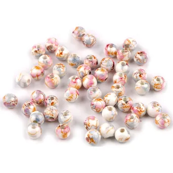 Dětské navlékací korálky Porcelánové korálky s květy Ø6 mm, velké, 15 modrá ledová růžová světlá