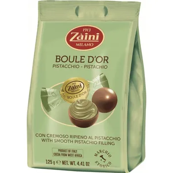 Čokoláda ZAINI ČOKOLÁDOVÉ PRALINKY PISTÁCIOVÉ BOULE D’OR PISTACCHIO 125G JAKO DÁREK