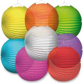 Party dekorace Papírový lampion Transparent - průměr 25 cm, mix barev