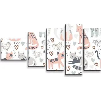 Obraz Sablio Obraz - 5-dílný Malované kočičky - 100x60 cm