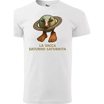 Pánské tričko Sablio Tričko s potiskem La vacca saturno saturnita - Italian Brainrot - bílé 2XL
