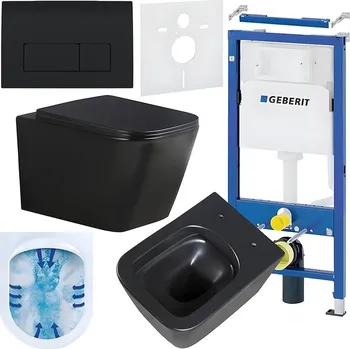 Klozet BPS-koupelny Podomítkový modul Geberit DuoFix s WC mísou RN-MTB-RIM-03 + ovládací tlačítko Delta 50 černá lesk