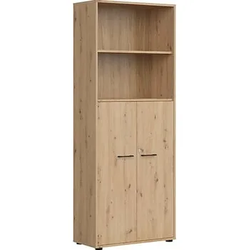 regál Prostorný regál se zámkem do kanceláře nebo pracovny Space Office - Black Red White - BRW Dub Artisan 80x202 cm