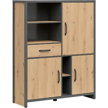 regál Prostorný regál do studentského pokoje Weston - Black Red White - BRW Dub Artisan / Matera 120x150 cm