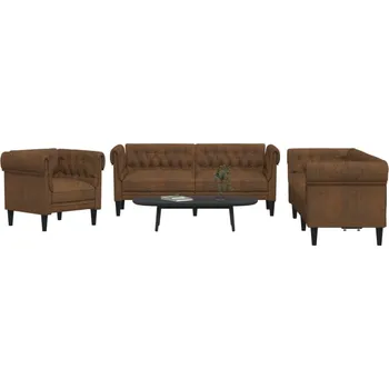 Pohovka 3dílná sedací souprava hnědá textil IM_3209199