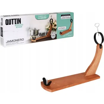 Kuchyňské prkénko Quttin DŘEVĚNÝ STOJAN NA ŠUNKU Jamonero GONDOLA 49,5 cm x 15,6 cm x 25 cm