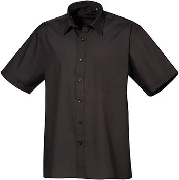 Pánská košile Premier Workwear Pánská popelínová košile s krátkým rukávem Barva: Black (ca. Pantone Black C), Velikost: 37 (14H) G_PW202