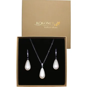 Náhrdelník Sada náušnice perlový náhrdelník, stříbrné, minimalistické, svatba dárek