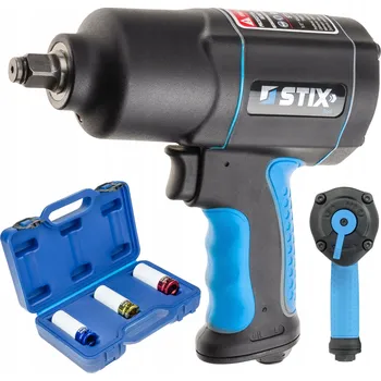 Pneumatický rázový utahovák 1700 Nm STIX STT-17 + Sada nástrčných klíčů pro hliníkové disky 17/19/21 mm