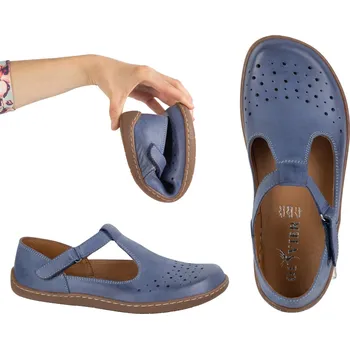 Dámské tenisky Dámské barefoot boty z přírodní kůže 1283 tmavě modré perforované velikost 36