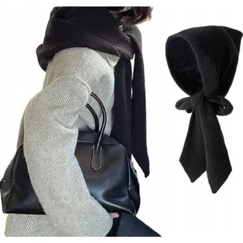 Šála ŠÁLO-KUKLA KAPUCE ŠÁLA 2V1 DÁMSKÁ ČERNÁ NA ZAVAZOVÁNÍ PODZIMNÍ