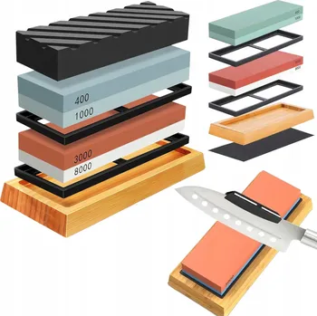 VODNÍ KÁMEN BROUSEK PRO BROUŠENÍ KUCHYŇSKÝCH NOŽŮ OBOUSTRANNÝ SET