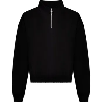 Dámské tričko Just Hoods Dámské zkrácený 1/4 zip Barva: deep black, Velikost: XL G_JH037