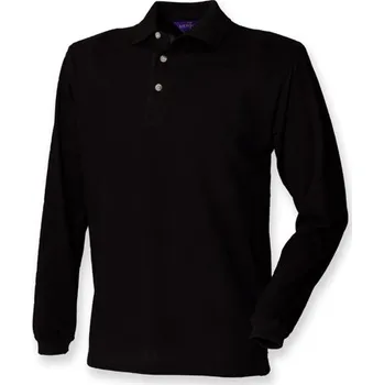 Pánská košile Henbury Bavlněné piqué polokošile s dlouhým rukávem Barva: black, Velikost: XXL G_W105