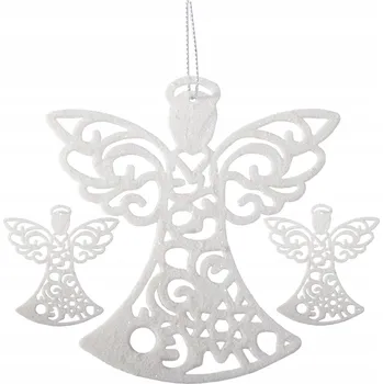 Vánoční dekorace Andělíčci ozdoby na stromeček 3ks vánoční baňky s třpytkami