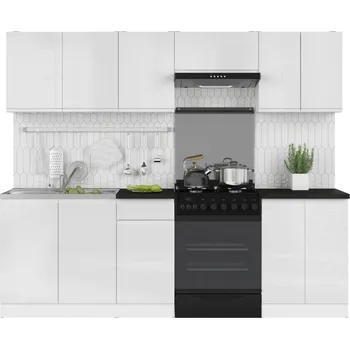 Kuchyňská linka Kuchyň JUNONA 240 cm, modul 2, bílá/bílý lesk