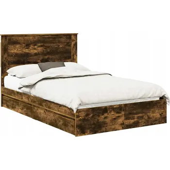 Postel Rám postele s čelo Kouřový dub 135 x 190 cm kompozitní dřevo