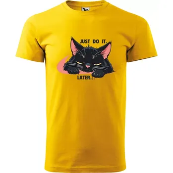 Pánské tričko Sablio Tričko s potiskem Just do it. Later... - žluté L