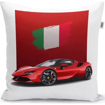 Polštář Sablio Polštář Ferrari Italská vlajka na červeném bloku - 40x40 cm