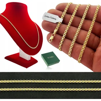 Řetízek PÁNSKÝ ZLATÝ ŘETÍZEK BISMARK 3 MM 925 / DÁREK PRO PŘÍTELE, SYNA