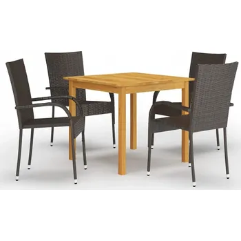 Zahradní sestava Sada zahradního nábytku z umělého ratanu VidaXL, hnědá, 5 ks