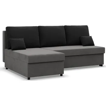 Sedací souprava Rohová rozkládací sedací souprava Deli 201 x 92 x 42 cm šedá/černá
