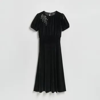 Dámské šaty Reserved - Velurové midi šaty - černý - 207IT-99X - 207IT-99X-XL