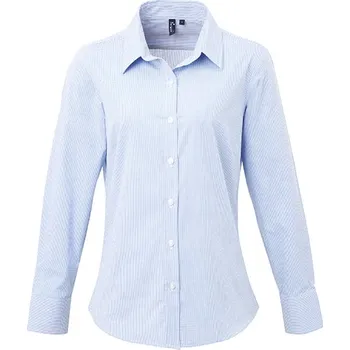 Dámská košile Premier Workwear Dámská bavlněná košile Microcheck (Gingham) s dlouhým rukávem Barva: Light Blue (ca. Pantone 7451C), Velikost: M G_PW320
