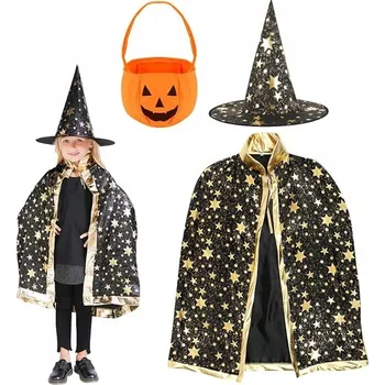 Karnevalový kostým Kostým Kouzelníka s Kloboukem a Pláštěm Čarodějnice na Halloween 3-12 LET