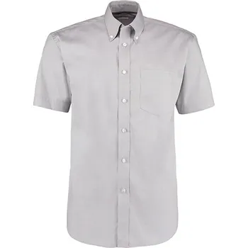 Pánská košile Kustom Kit Pánská košile Classic Fit Premium Oxford s krátkým rukávem Barva: Silver Grey (Solid), Velikost: 58/59 (7XL/23) G_K109