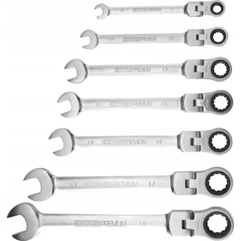 Klíč Klíče s ráčnou Extol Premium (8816105) s kloubem, sada 7 ks, 8-10-12-13-14-17-19 mm
