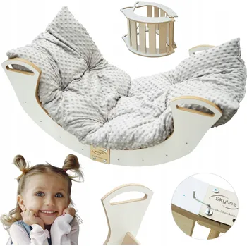 Zahradní houpačka Houpačka Houpačka C Dřevěná Montessori Bílá Poduška M