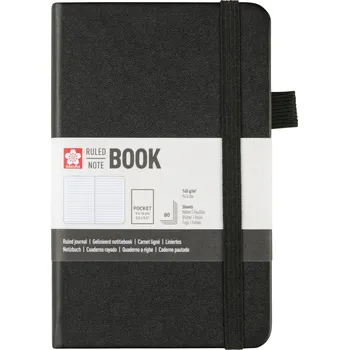 Krémově bílý skicák Sakura - linkovaný - Black 9x14 cm/140 gr.