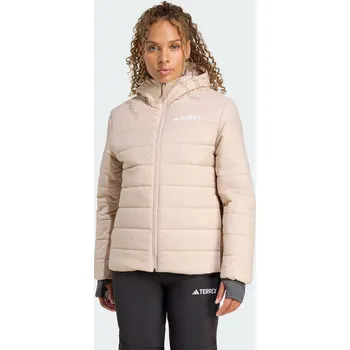 ADIDAS Zateplená bunda s kapucí Terrex Multi Essentials CLIMAWARM S BÉŽOVÁ|BÍLÁ