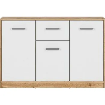 Komoda MATOS komoda KOM3D1S, dub wotan/bílá mat 119x79x41 (SxVxH)