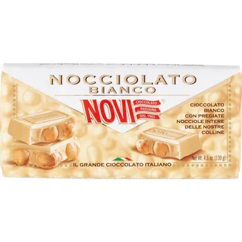 Čokoláda NOVI Bílá Čokoláda s lískovými oříšky 130g - celé ořechy