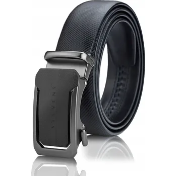 Opasek Kožený opasek Pánský automat Černý STEVENS Spona Kalhoty Oblek 105 cm