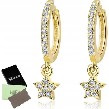 Náušnice STŘÍBRNÉ NÁUŠNICE 925 ANGLICKÉ POZLACENÉ HVĚZDIČKY