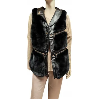 Dámská vesta ČERNÁ EKO VESTA Z KOŽEŠINA VEL. M/L ELEGANTNÍ