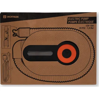 Ruční pumpa QUECHUA Kempingová elektrická pumpa Ultim comfort 20 PSI pro nafukovací stany ORANŽOVÁ|ČERNÁ