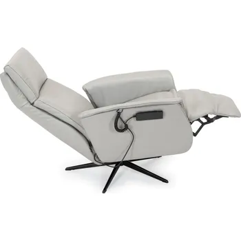 Křeslo Kožené otočné relaxační křeslo s masážní funkcí SUPERIOR s elektrickým polohováním