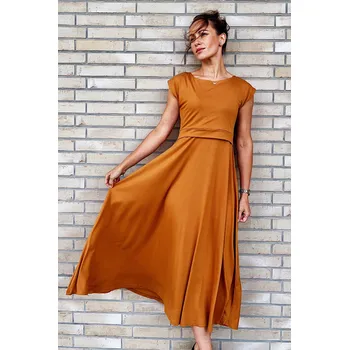 Dámské šaty Krásná mamka Kojicí šaty Midi viskózový úplet bronze Velikost: M