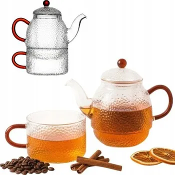 Konvice na čaj SKLENĚNÁ KONVICE S ŠÁLKEM A SÍTKEM NA ČAJ A BYLINKY 0.5L